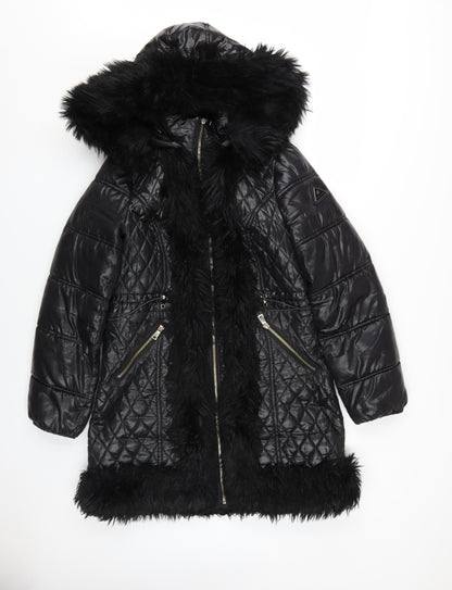 Womens UK Size 10 River Island Black Quilted Coat