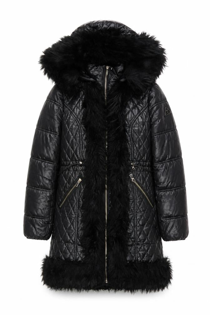 Womens UK Size 10 River Island Black Quilted Coat