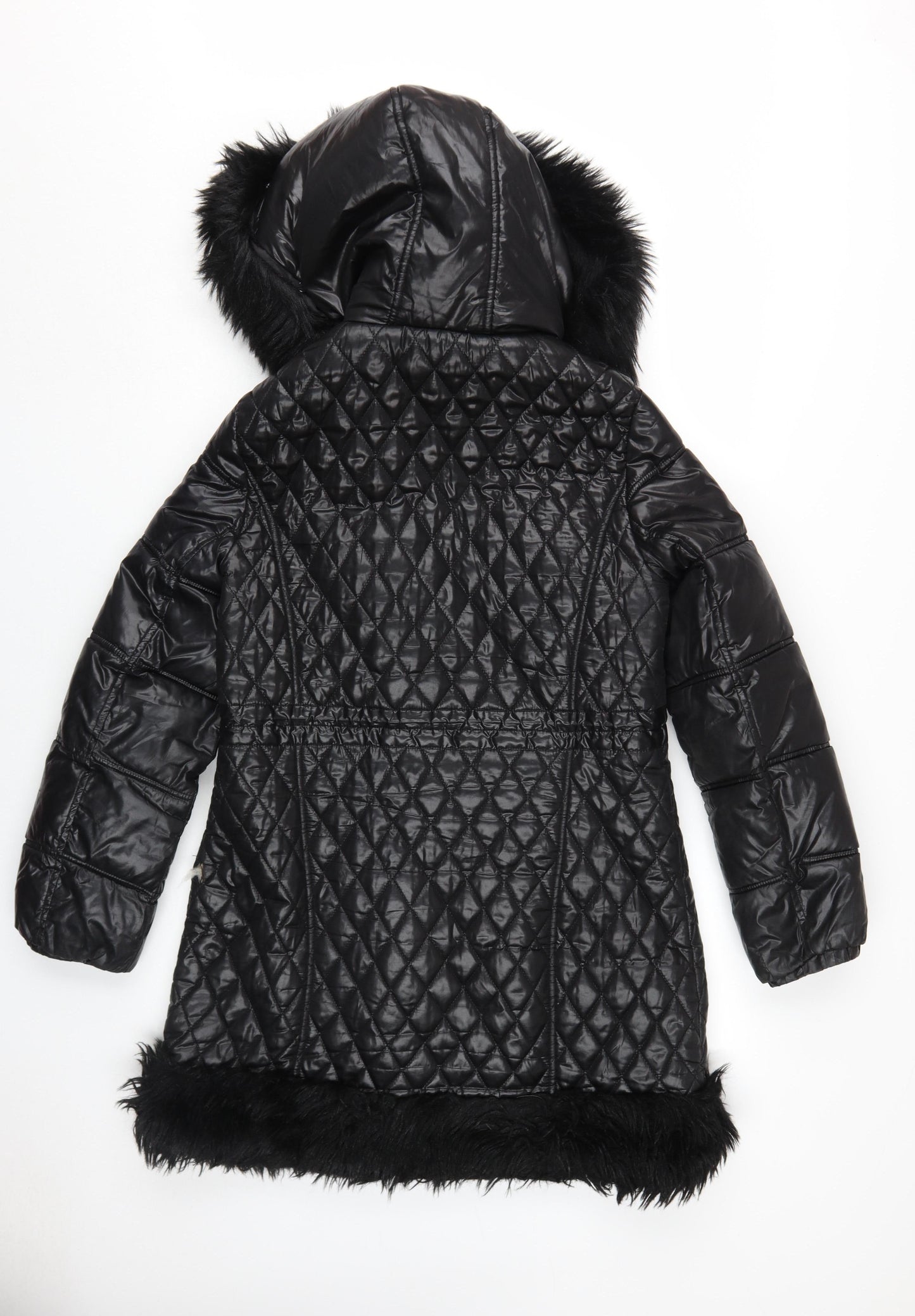 Womens UK Size 10 River Island Black Quilted Coat