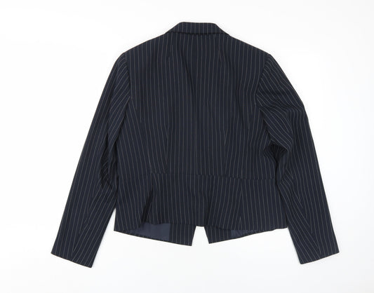 Marks and Spencer Women Black Pinstripe Blazer Size 14