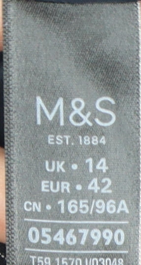 Marks and Spencer Women Black Pinstripe Blazer Size 14