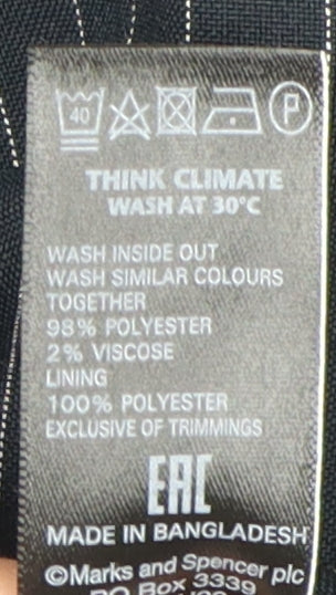 Marks and Spencer Women Black Pinstripe Blazer Size 14