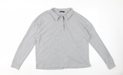 Boohoo Unisex Grey Button-Up Long Sleeve Top