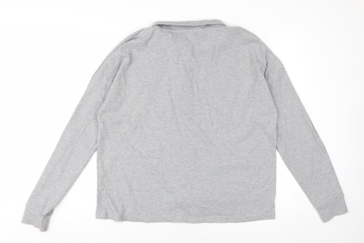 Boohoo Unisex Grey Button-Up Long Sleeve Top