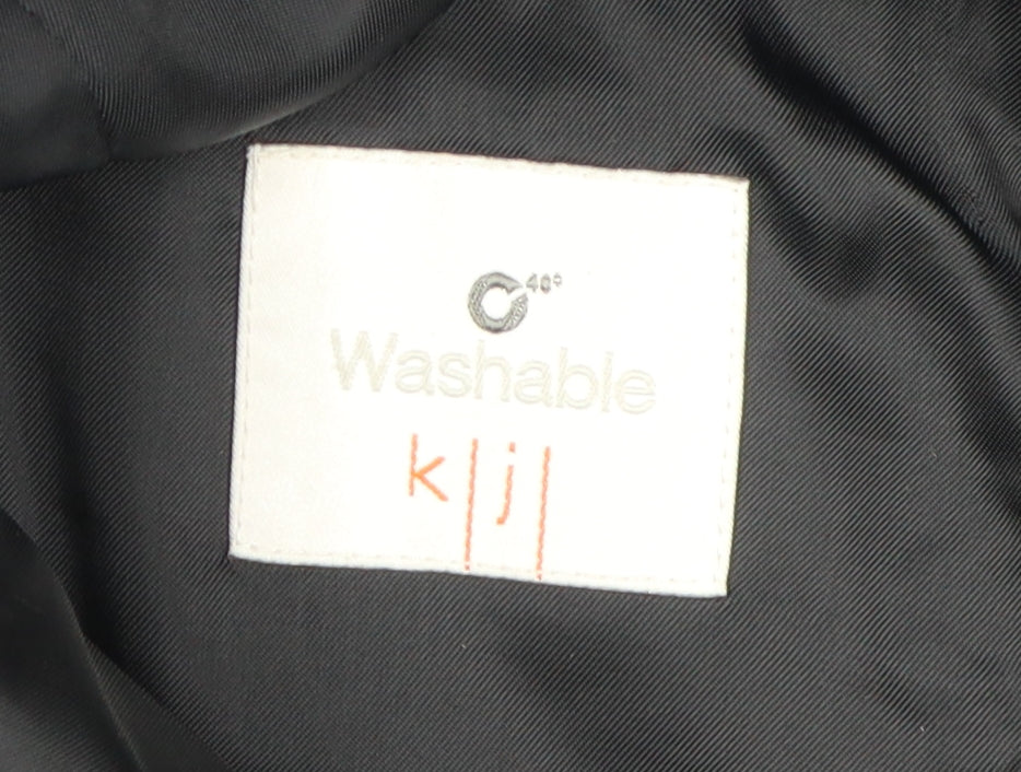 kji Men's Black Blazer, Size 42, Long, Formal Striped