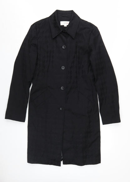 Next Women's Black Cotton Overcoat Size 12 Classic Style
