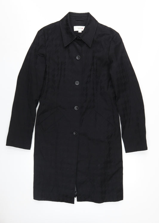 Next Women's Black Cotton Overcoat Size 12 Classic Style
