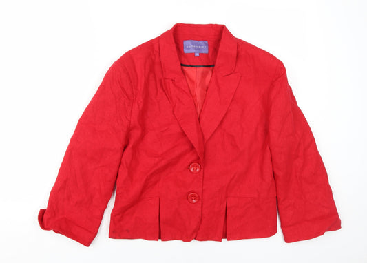 Autonomy Women’s Red Linen Blazer Size 14 - Classic & Stylish