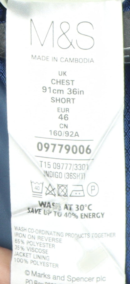 Mens UK Size 36 Marks and Spencer Regular Blue Suit Jacket