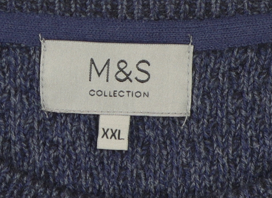 M&S Men’s Blue 2XL Cable-Knit Pullover Jumper