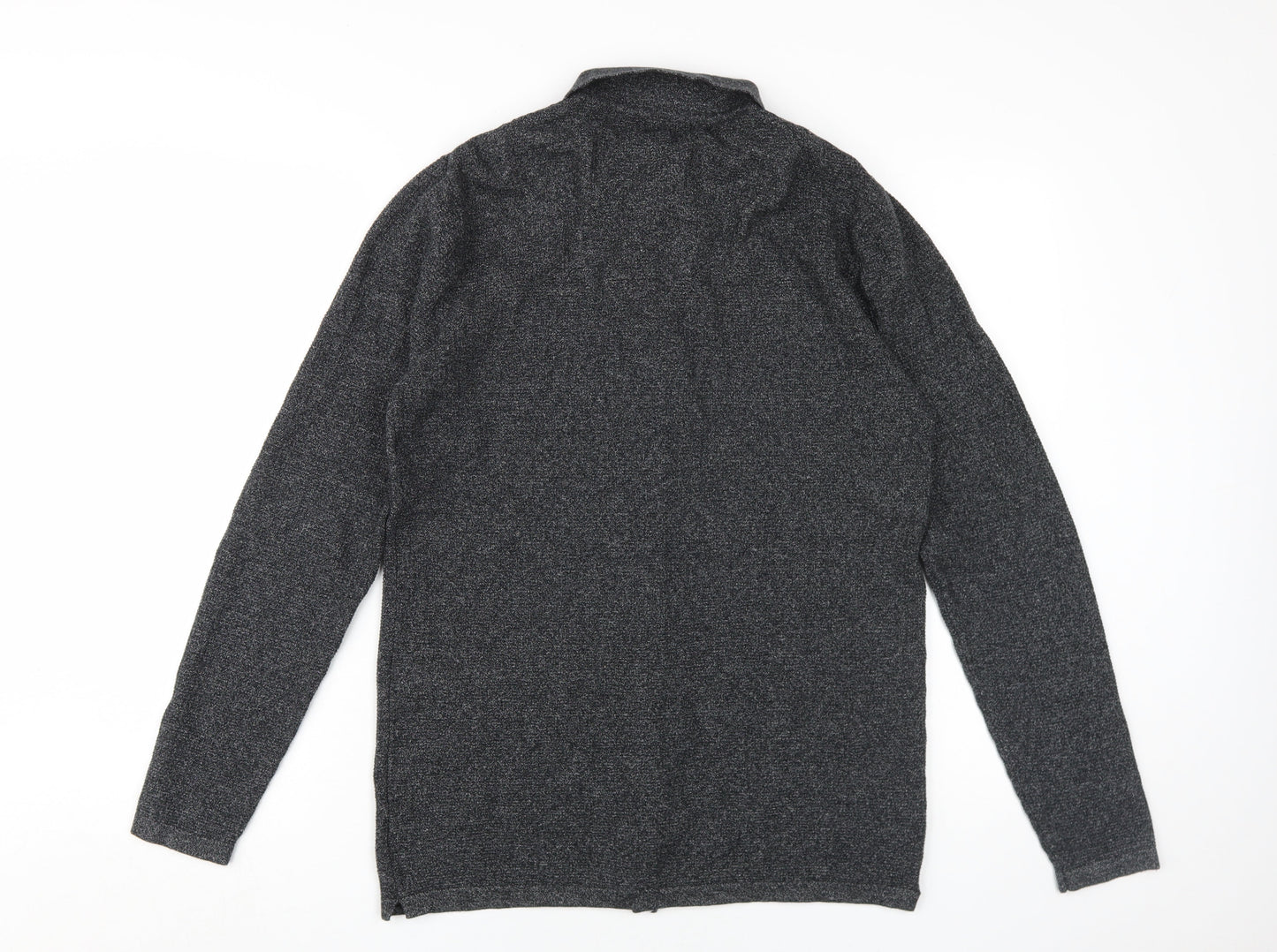 Next Men's Grey Cotton Long Sleeve Button-Up Shirt