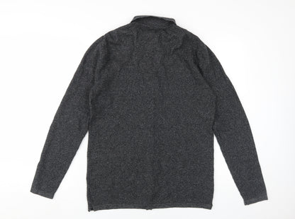 Next Men's Grey Cotton Long Sleeve Button-Up Shirt