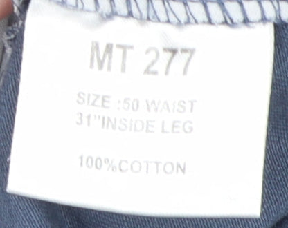 Pegasus Men's Blue Cargo Trousers, Size 50, Cotton