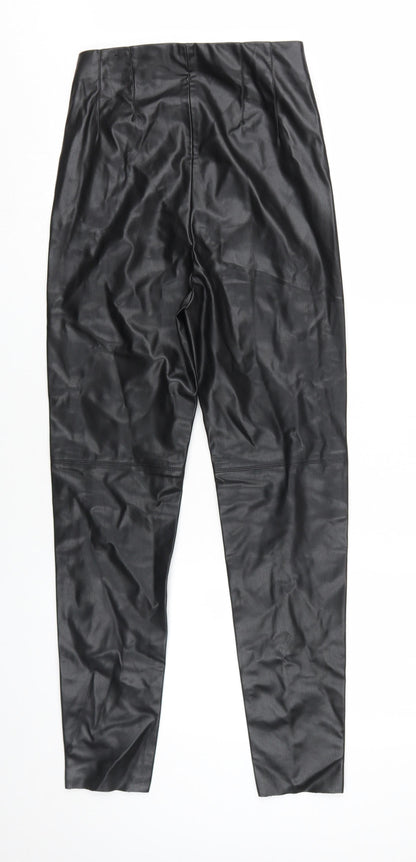 Zara Women's Black Faux Leather Jeggings, Size S