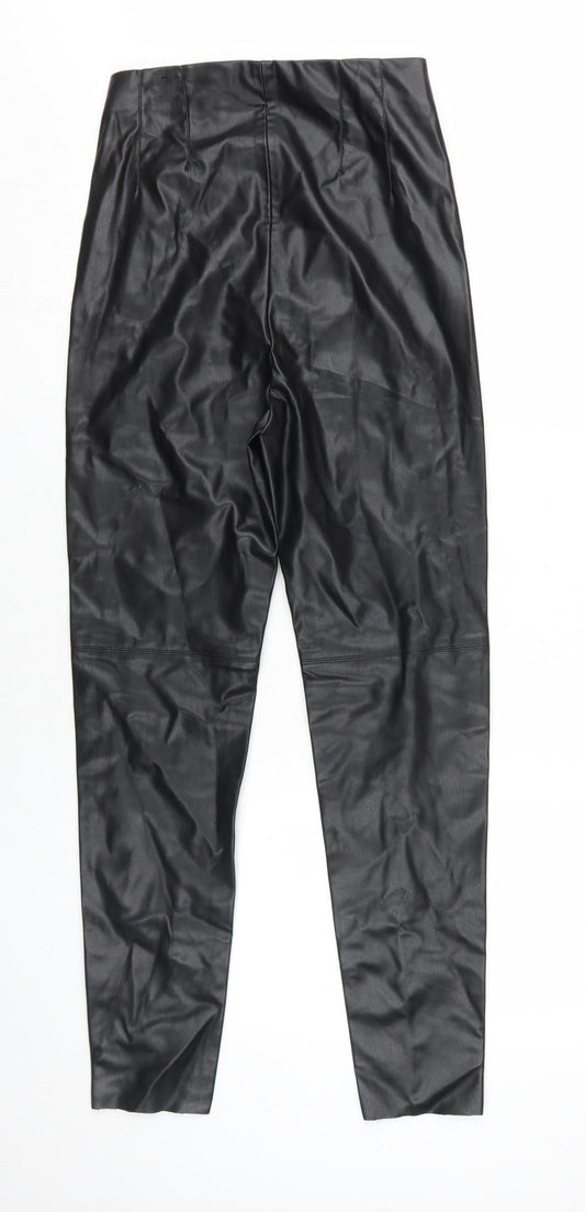 Zara Women's Black Faux Leather Jeggings, Size S