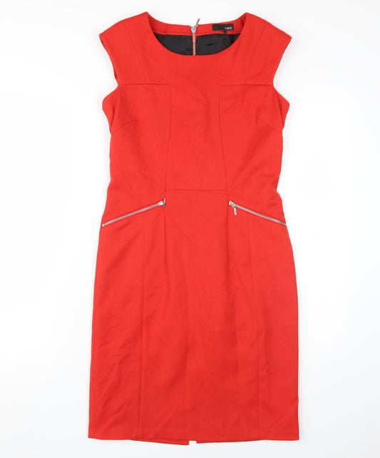 Next Red Knee Length Women's Sheath Dress Size 8
