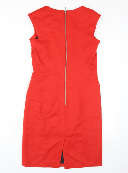 Next Red Knee Length Women's Sheath Dress Size 8