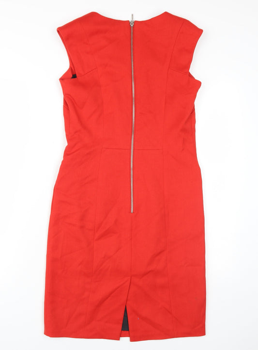 Next Red Knee Length Women's Sheath Dress Size 8