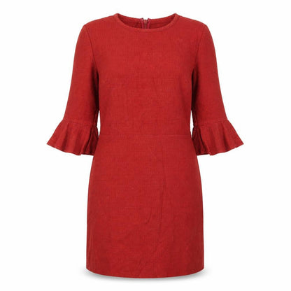 Topshop Women's Red Shift Dress Size 12 Casual 3/4 Sleeve