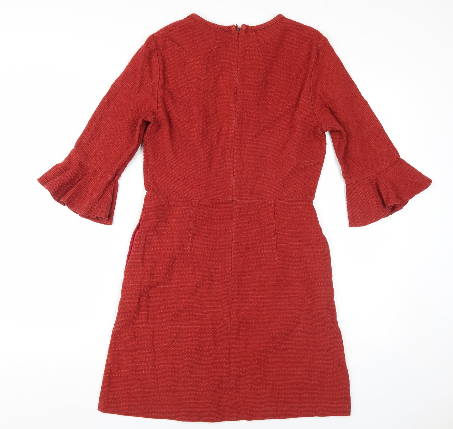 Topshop Women's Red Shift Dress Size 12 Casual 3/4 Sleeve