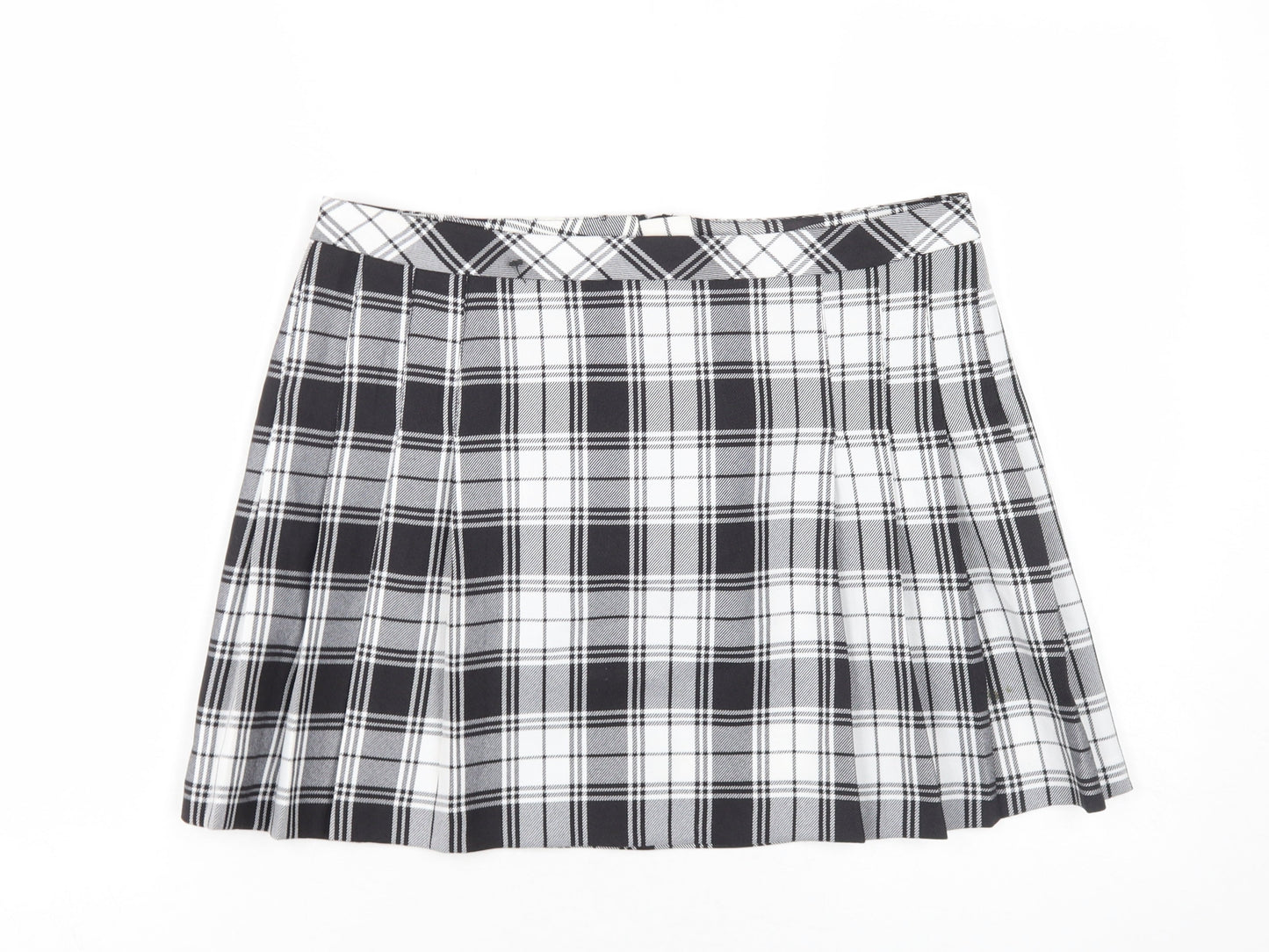Miss Selfridge Petite Black Plaid Short Pleated Skirt 12