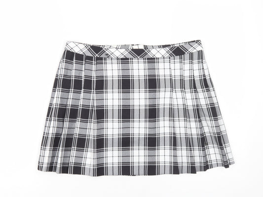 Miss Selfridge Petite Black Plaid Short Pleated Skirt 12