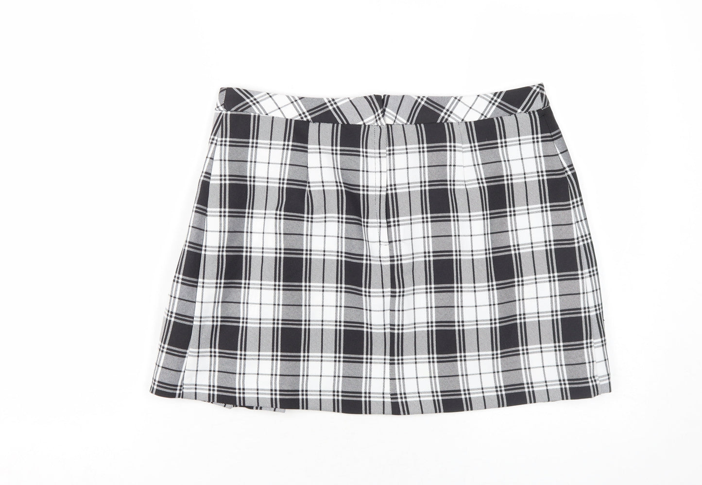 Miss Selfridge Petite Black Plaid Short Pleated Skirt 12
