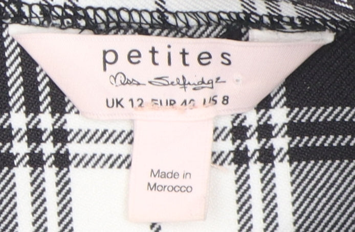 Miss Selfridge Petite Black Plaid Short Pleated Skirt 12