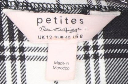 Miss Selfridge Petite Black Plaid Short Pleated Skirt 12