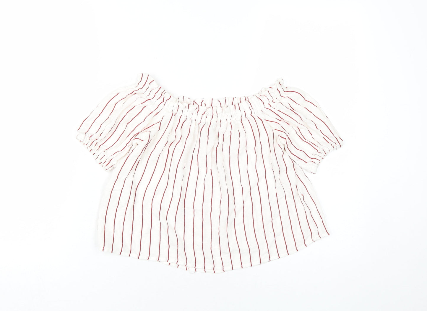 Bershka Women's XS White Striped Off-Shoulder Blouse