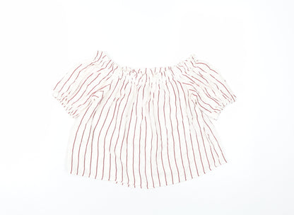Bershka Women's XS White Striped Off-Shoulder Blouse