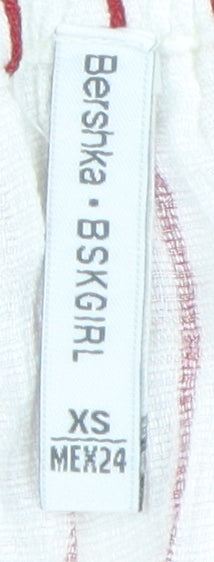 Bershka Women's XS White Striped Off-Shoulder Blouse