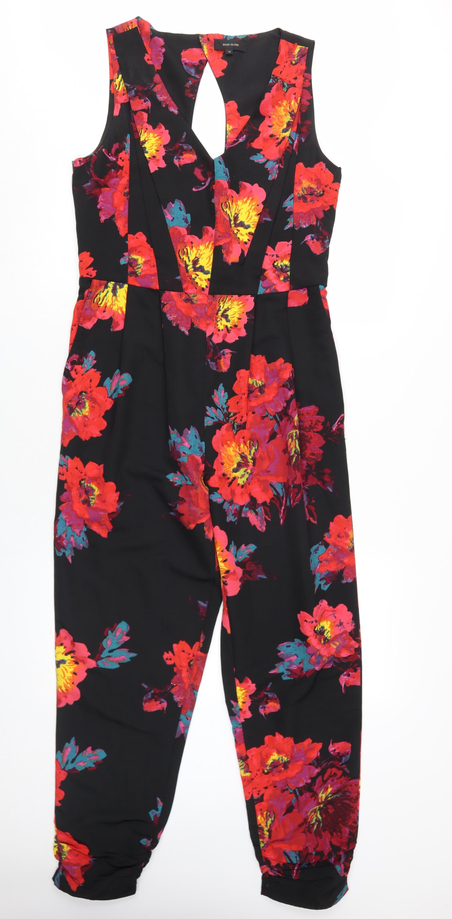 River Island Women's Black Floral Jumpsuit Size 12