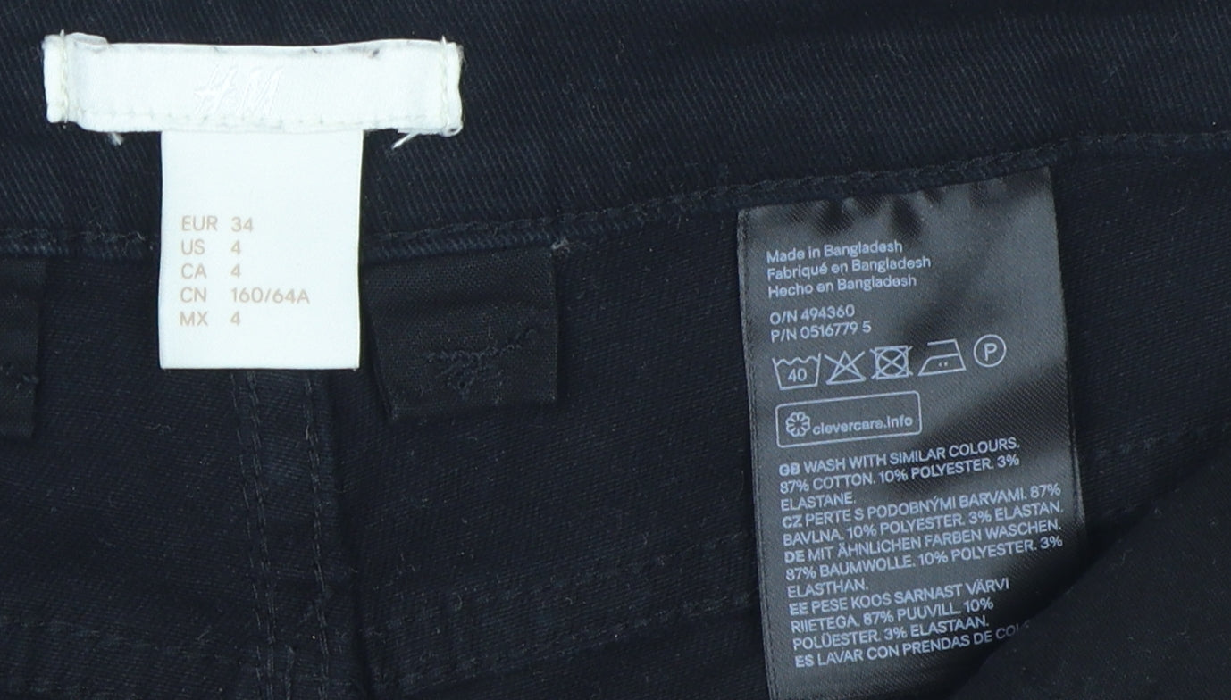 H&M Women's Black Chino Stretch Shorts, Size 6