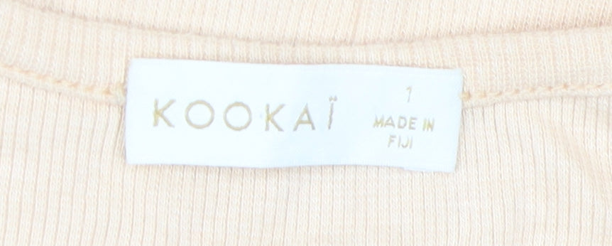 Womens UK Size S Kookai Beige Basic T-Shirt