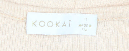 Womens UK Size S Kookai Beige Basic T-Shirt