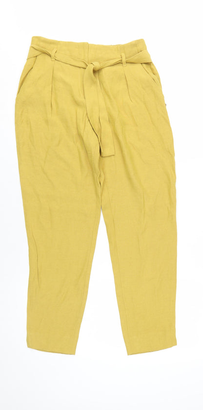 River Island Women's Yellow Paperbag Trousers Size 8