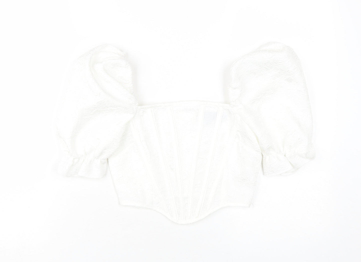 Womens UK Size 6 PRETTYLITTLETHING White Cropped Blouse