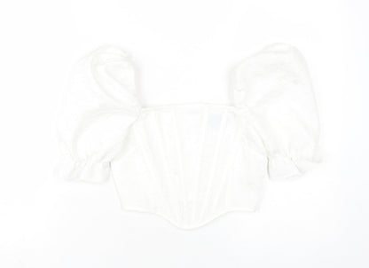 Womens UK Size 6 PRETTYLITTLETHING White Cropped Blouse