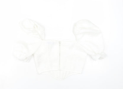 Womens UK Size 6 PRETTYLITTLETHING White Cropped Blouse