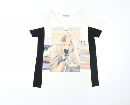 Womens UK Size M Zara Multicoloured Basic T-Shirt
