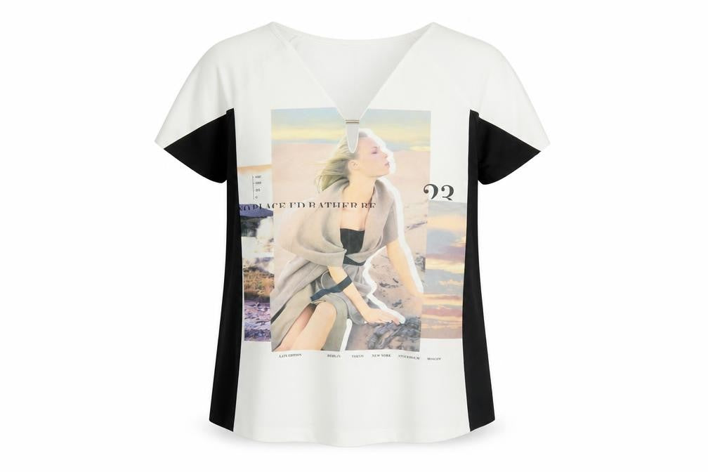 Womens UK Size M Zara Multicoloured Basic T-Shirt