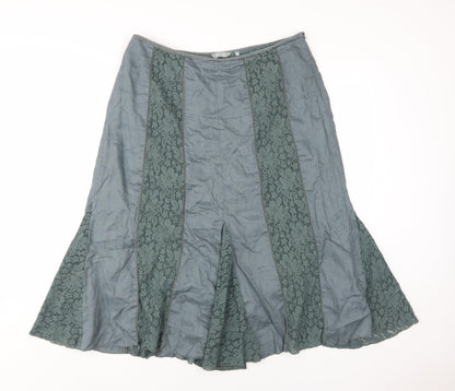 Per Una Women's Grey Flare Lace Midi Skirt Size 14