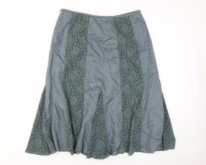 Per Una Women's Grey Flare Lace Midi Skirt Size 14