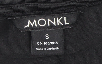 Monki Women's Black Cropped Ruched V-Neck Top, Size S