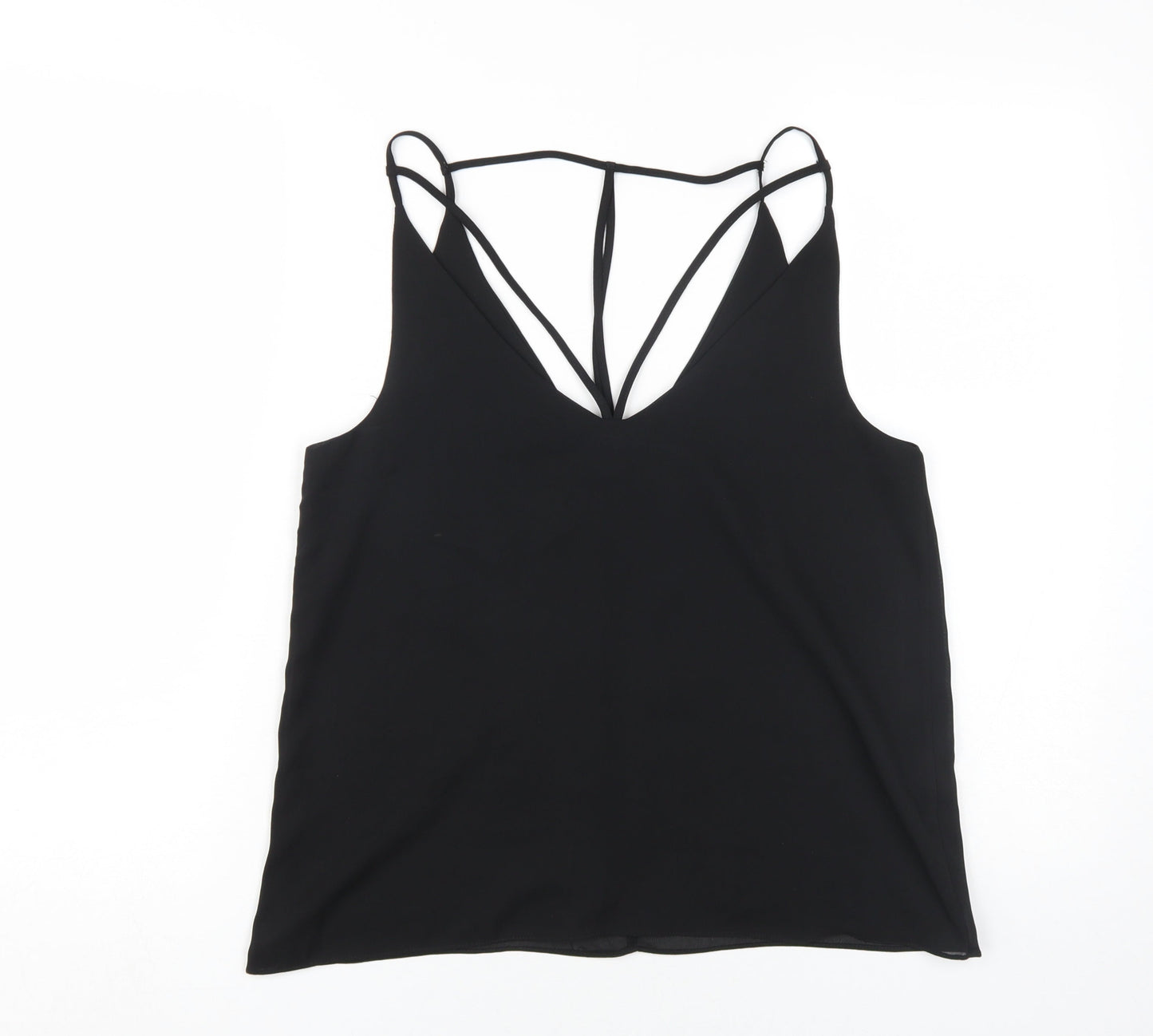 boohoo.com Women's Black V-Neck Basic Tank Size 12