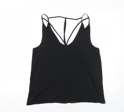 boohoo.com Women's Black V-Neck Basic Tank Size 12