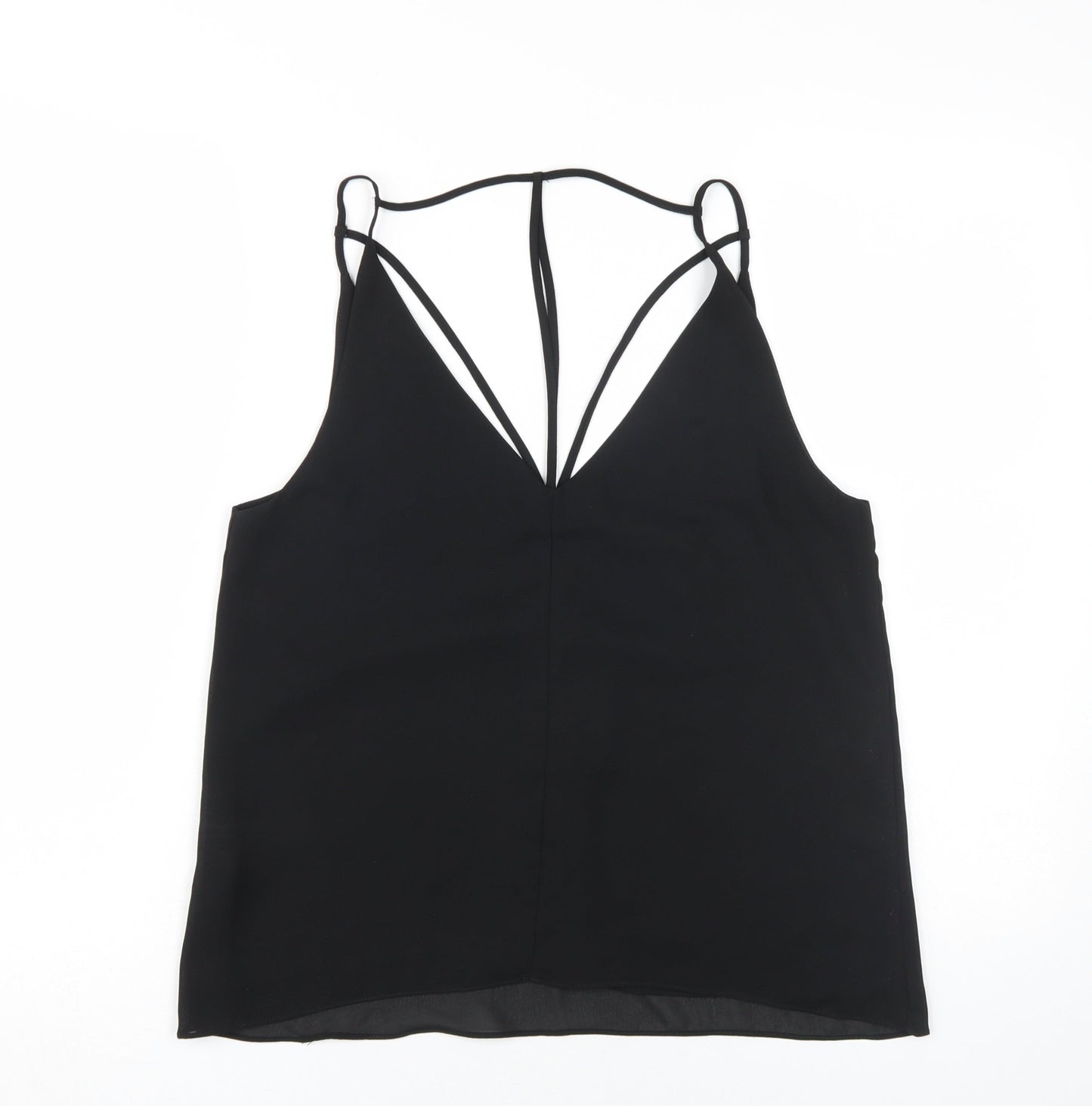 boohoo.com Women's Black V-Neck Basic Tank Size 12