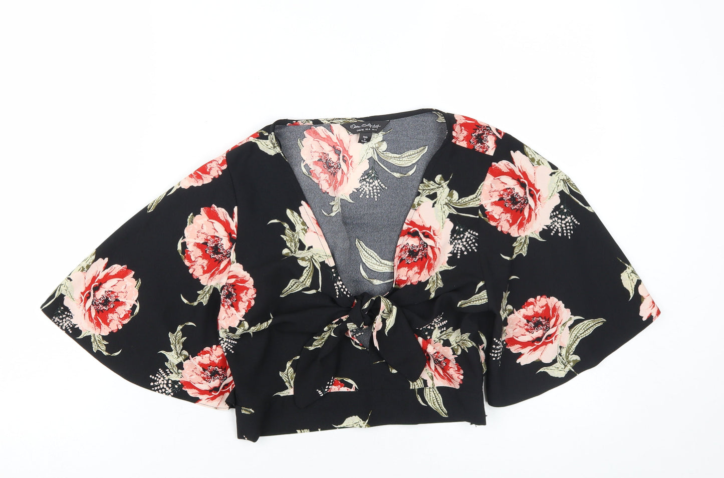 Miss Selfridge Women's Floral Kimono Black Top Size 8