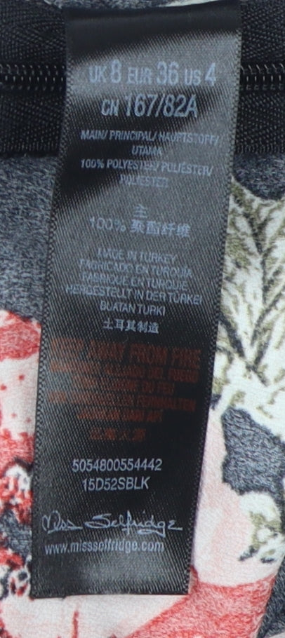 Miss Selfridge Women's Floral Kimono Black Top Size 8